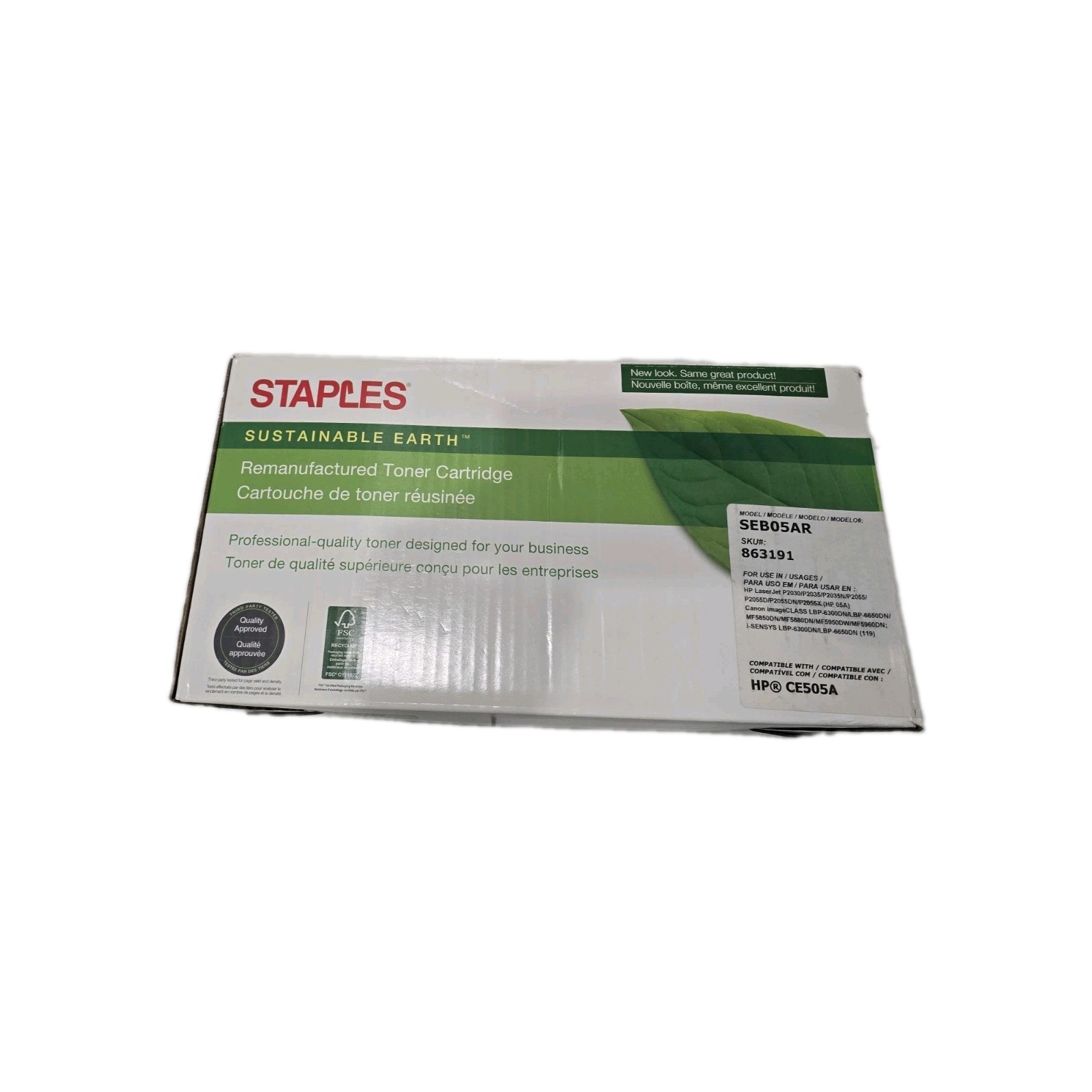 Staples Sustainable Earth Model SEB05AR for HP CE505A HP 05A Toner ~NIB