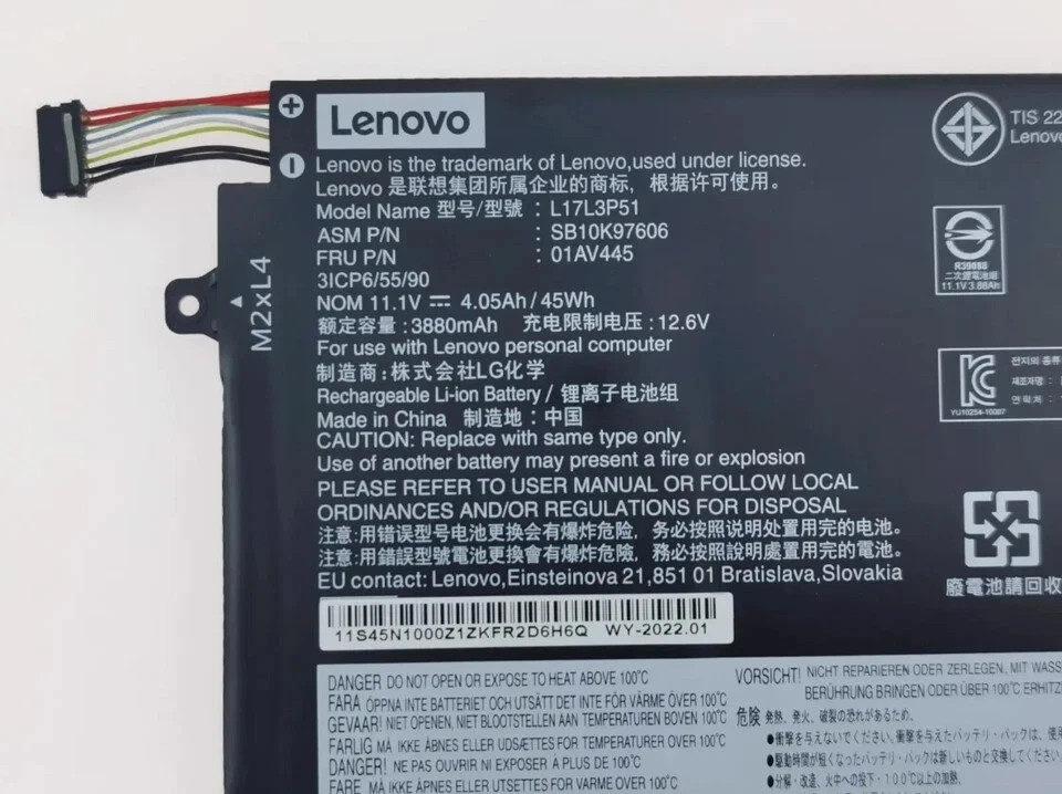 OEM Genuine 45Wh L17L3P52 01AV463 Battery for Lenovo ThinkPad L480 L580 L17C3P52