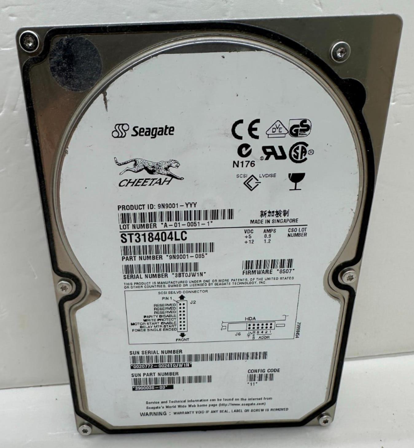 Seagate Cheetah 18Xl ST318404LC 18GB Ultra160 SCSI SCA 10000Rpm Hard Drive