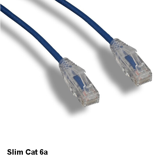Kentek Blue 15ft Ultra Slim Cat6A Patch Cable 28AWG UTP Snagless Ethernet LAN