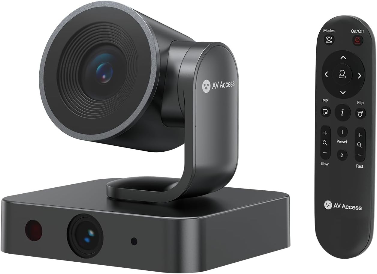 New - AV Access 4K Dual Lens AI Conference Camera, Auto Framing & Presenter