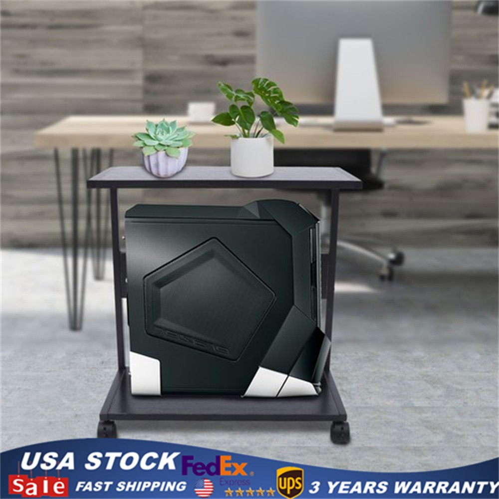 2-Tier CPU Holder Cart Under Desk Computer Tower Stand Mobile PC Tower Stand NEW