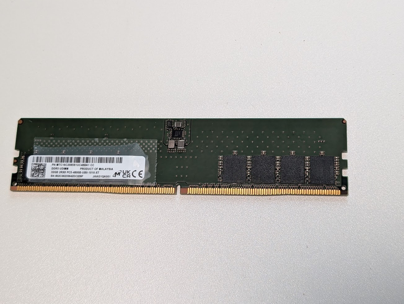 Micron 32GB 1x32GB DDR5 4800 CL40 2Rx8 UDIMM Desktop Memory