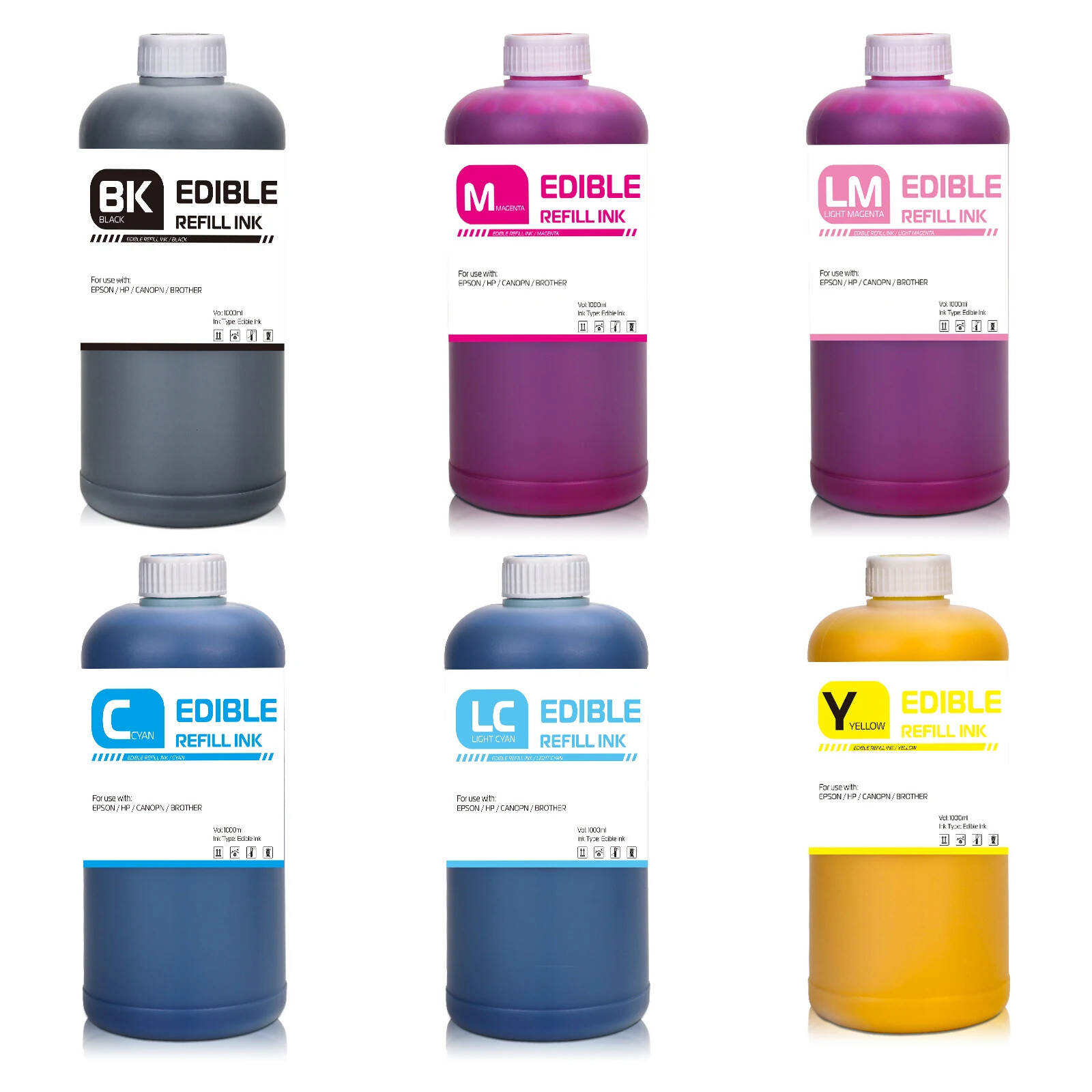 6color/set 1000ml/bottle Food Grade Edible Ink For Canon Printer