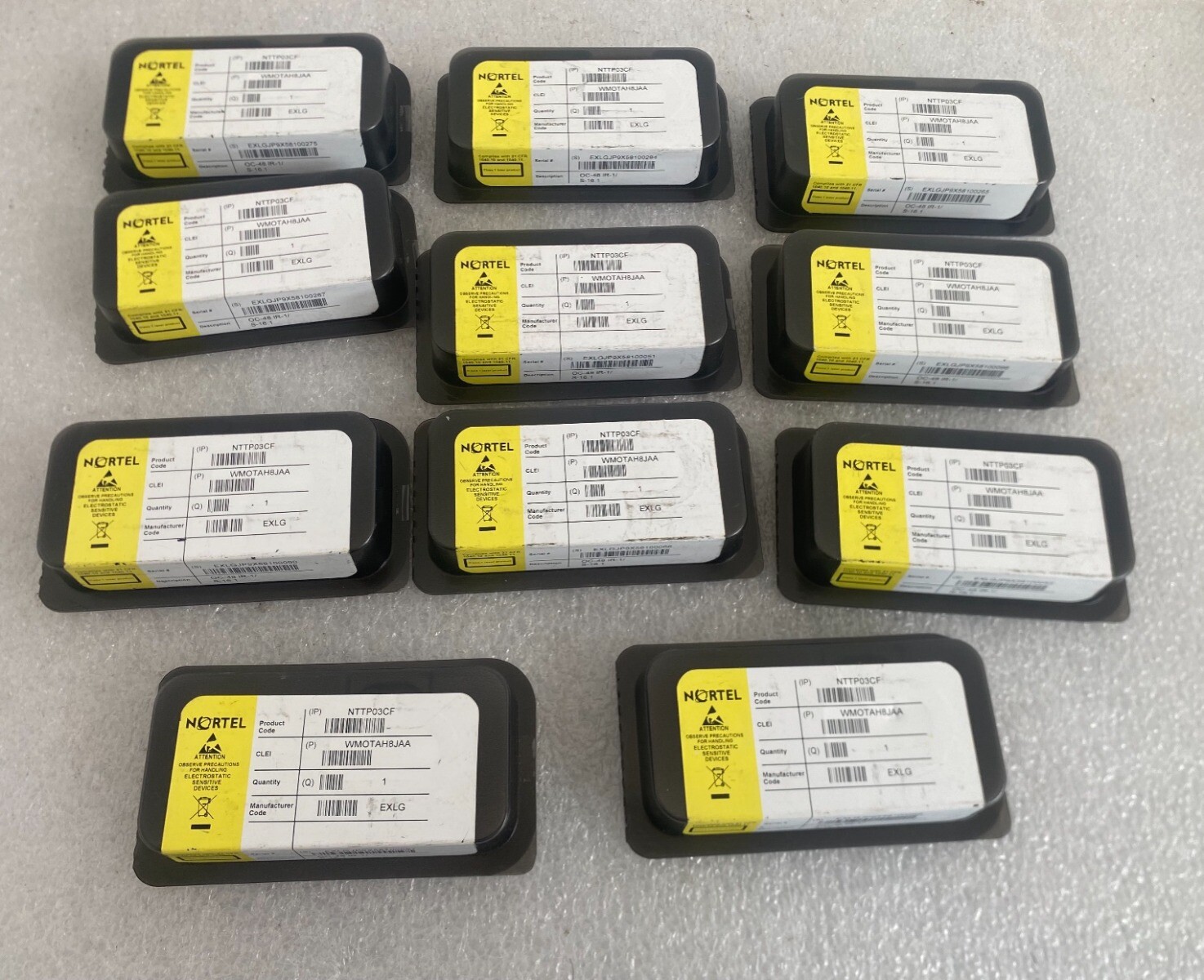 Lot (11) Nortel Networks NTTP03CF OC-48/IR-1 SFP Transceivers