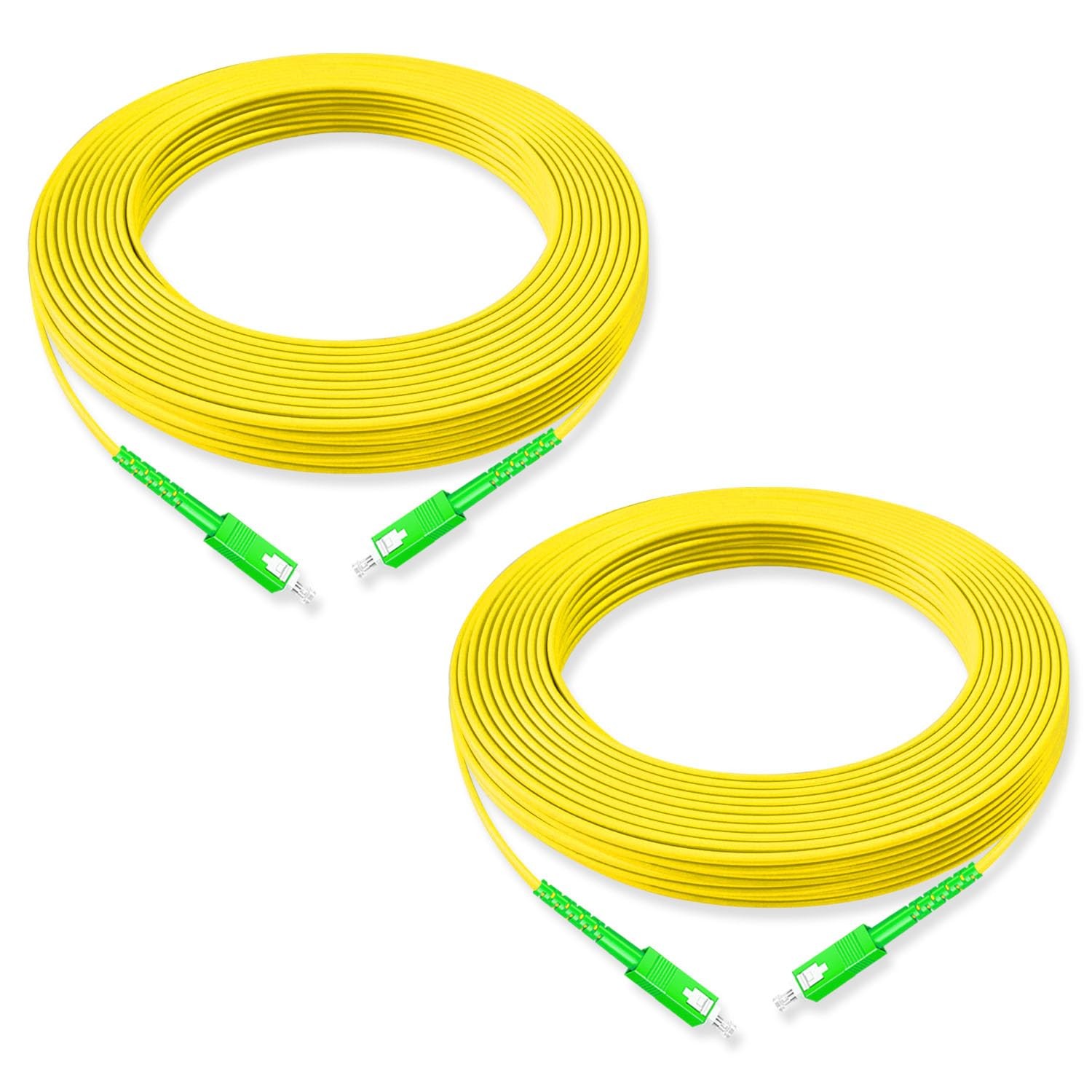 2Pcs 15 Meter Fiber Optic Patch Cord SC APC to SC APC, Simplex Single Mode Fi...