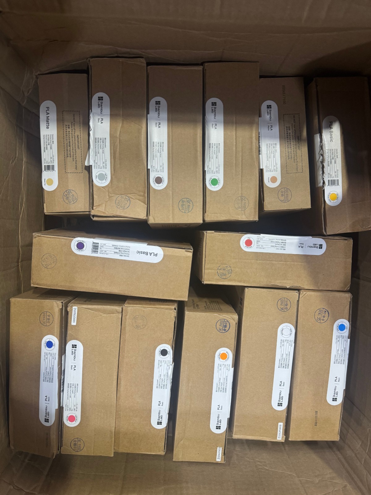 Lot of 12 Random PLA Basic (12) + PLA Matte (2) Filament 1kg 1.75mm +/- 0.03mm