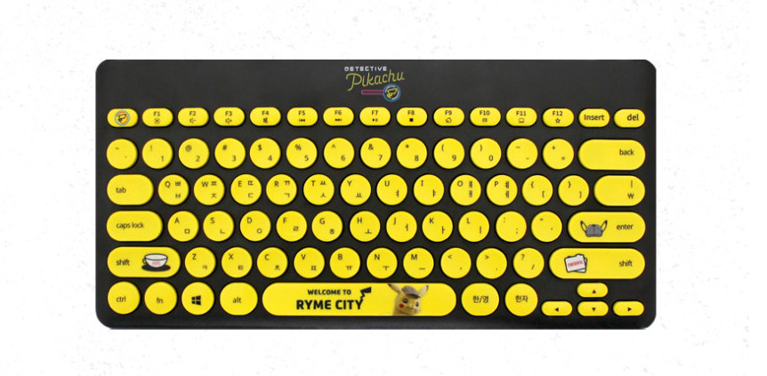 Pokemon Detective Pikachu Wireless Keyboard Korean English 2.4GHz USB Yellow