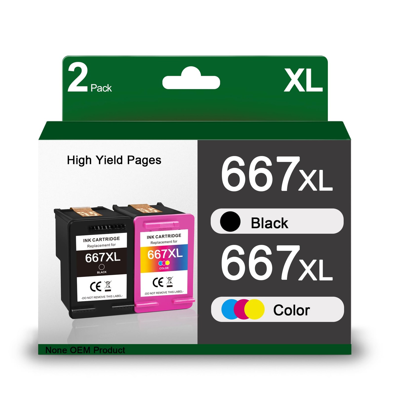 Vinkvink Black And Color Replacement For Hp 667 Xl 667 Ink Cartridges For