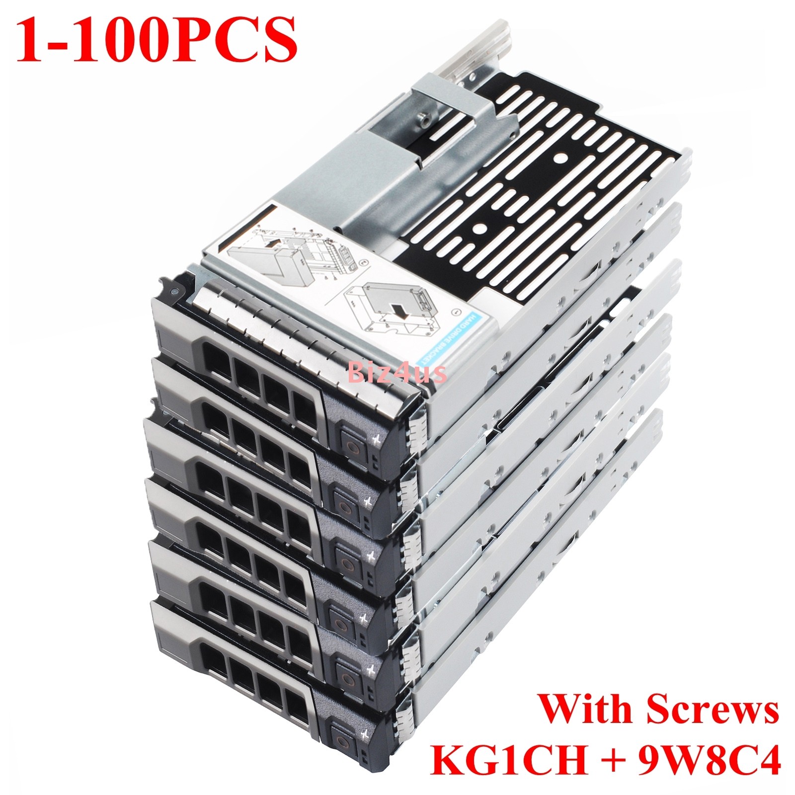 Lot 2.5" to 3.5" Tray Caddy & Adapter KG1CH 9W8C4 For Dell T430 T630 R630 R730