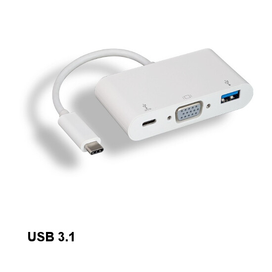 10PCS USB 3.1 Type C to VGA 1920x1200 and USB 3.0 A/C Connect for TV PC Laptop