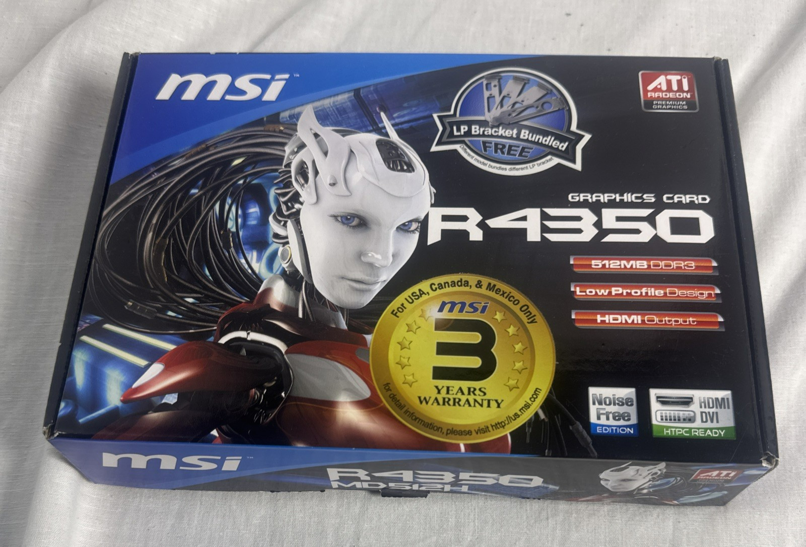 ATI Radeon MSI R4350 512mb DDR2 Low Profile Blue Box Graphics Card NEW IN BOX