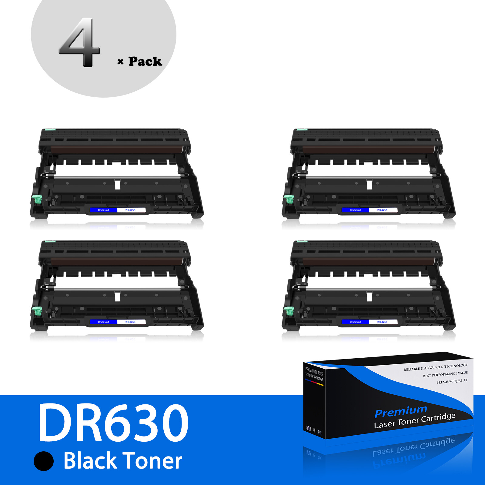 4PK Black DR630 DR-630 Drum Unit for Brother DCP-L2500D HL-L2340DW MFC-L2720DW