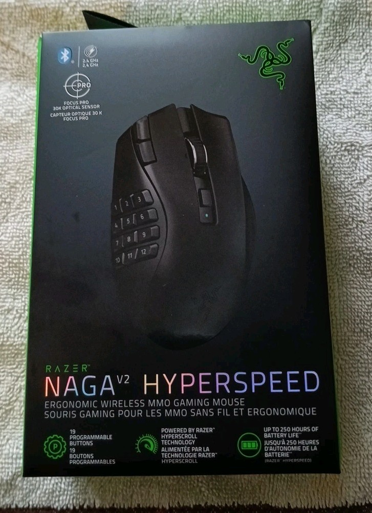 Razer NAGA v2 Hyper Speed Ergonomic Wireless MMO Gaming Mouse 