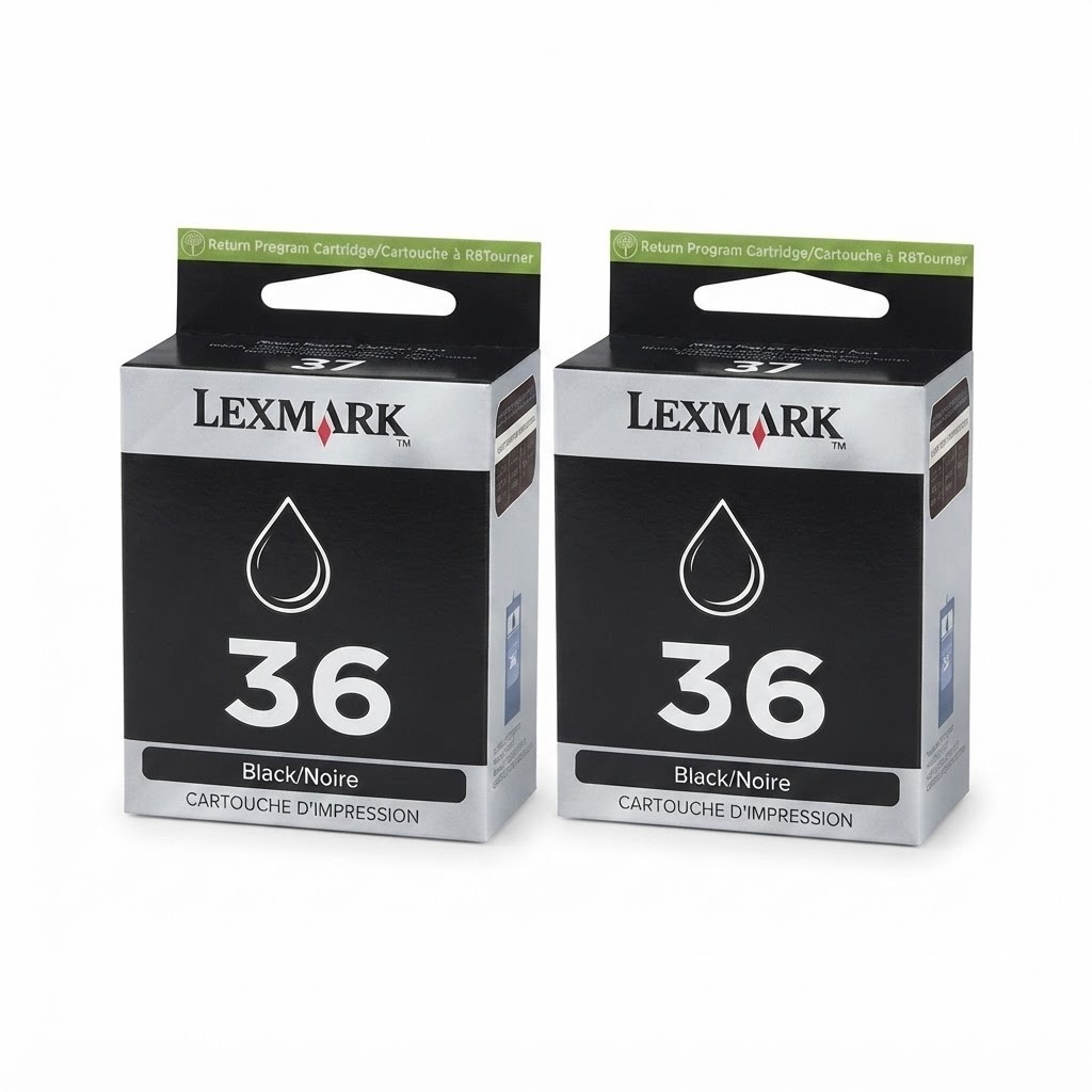2 PACK LOT Genuine Lexmark 36 BLACK Ink Cartridges Box X Series X4650 X3650 ✅
