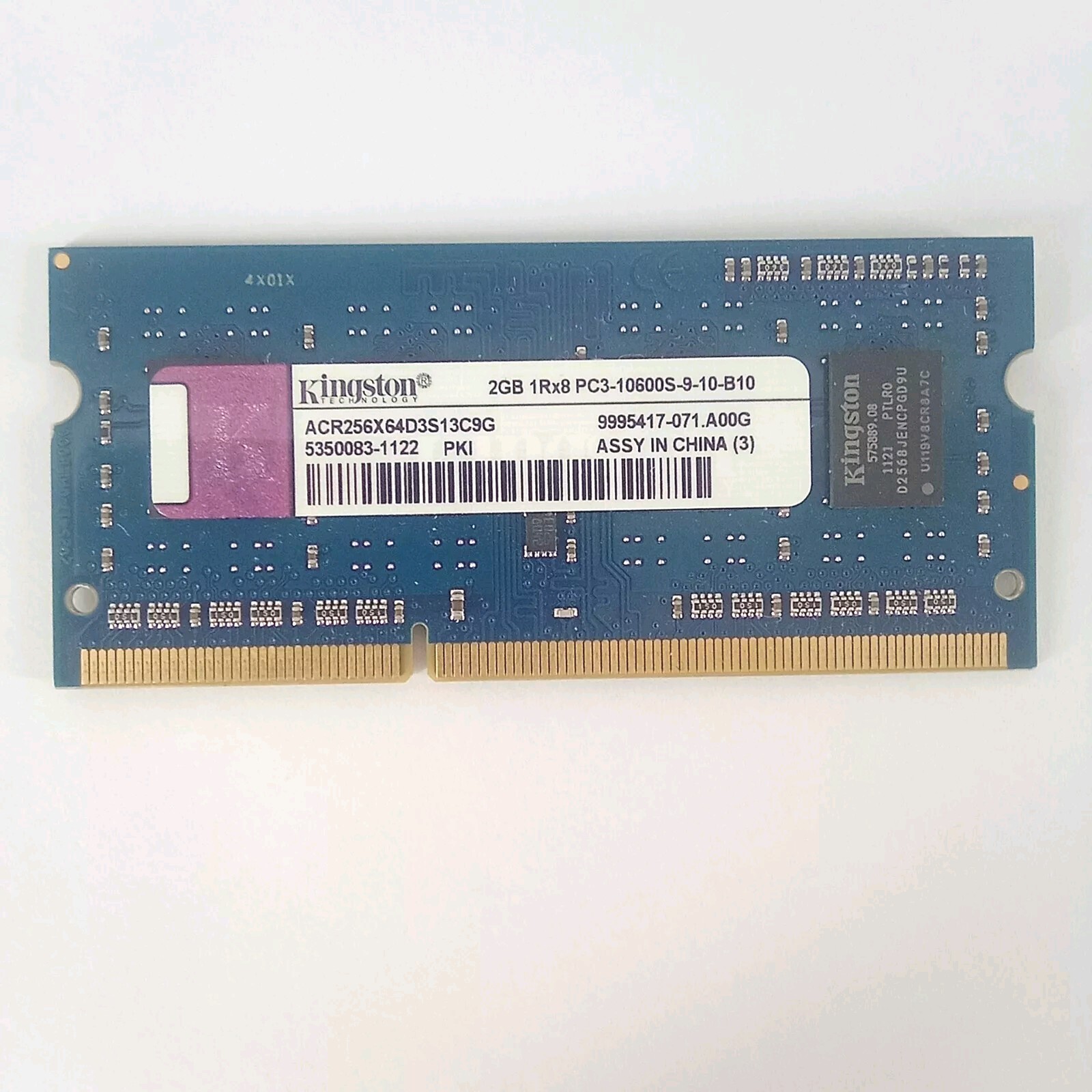 Laptop Memory Kingston 2GB 1Rx8 PC3-10600S-9-10-B10 