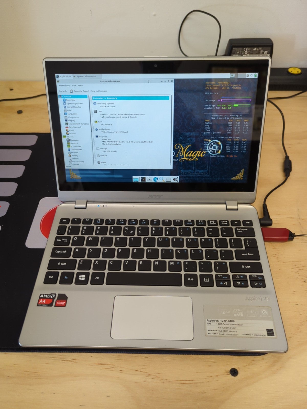 1019 - ACER Aspire V5-122P-0408  AMD A4-1250   4GB DDR3 RAM- TESTED/WORKING