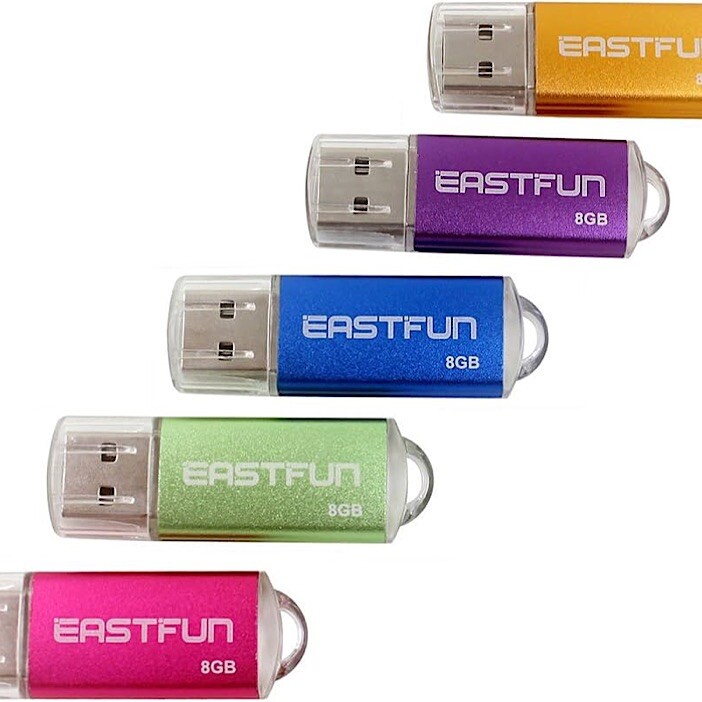EASTFUN 5Pcs 8GB USB Flash Drive USB 2.0 Flash Memory Stick Thumb Stick Pen(Fiv