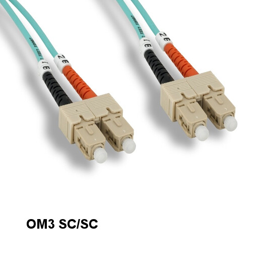 10x Kentek 15 m OM3 SC to SC 10Gb Multi-Mode Fiber Optic Cable 50/125 Duplex