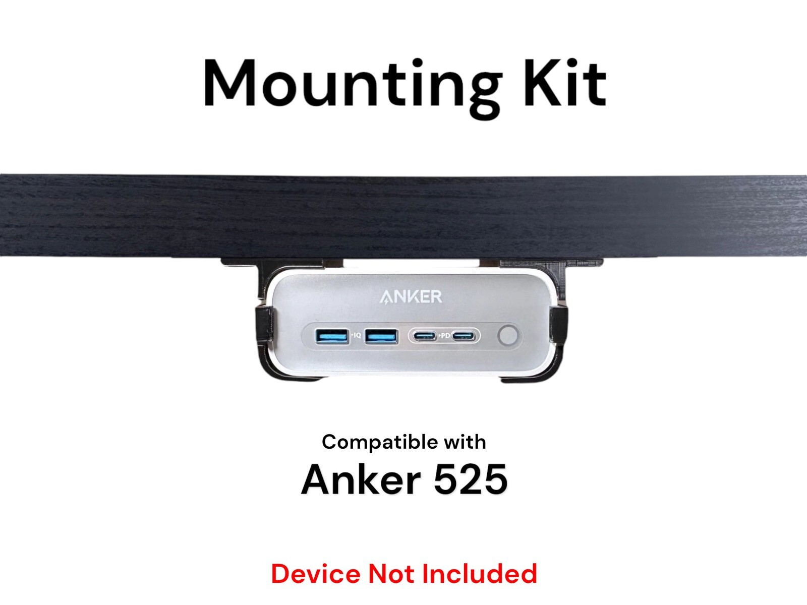 Desk Mount Kit for Anker 525 Charger - Under Desk Mount Brackets - Reversible