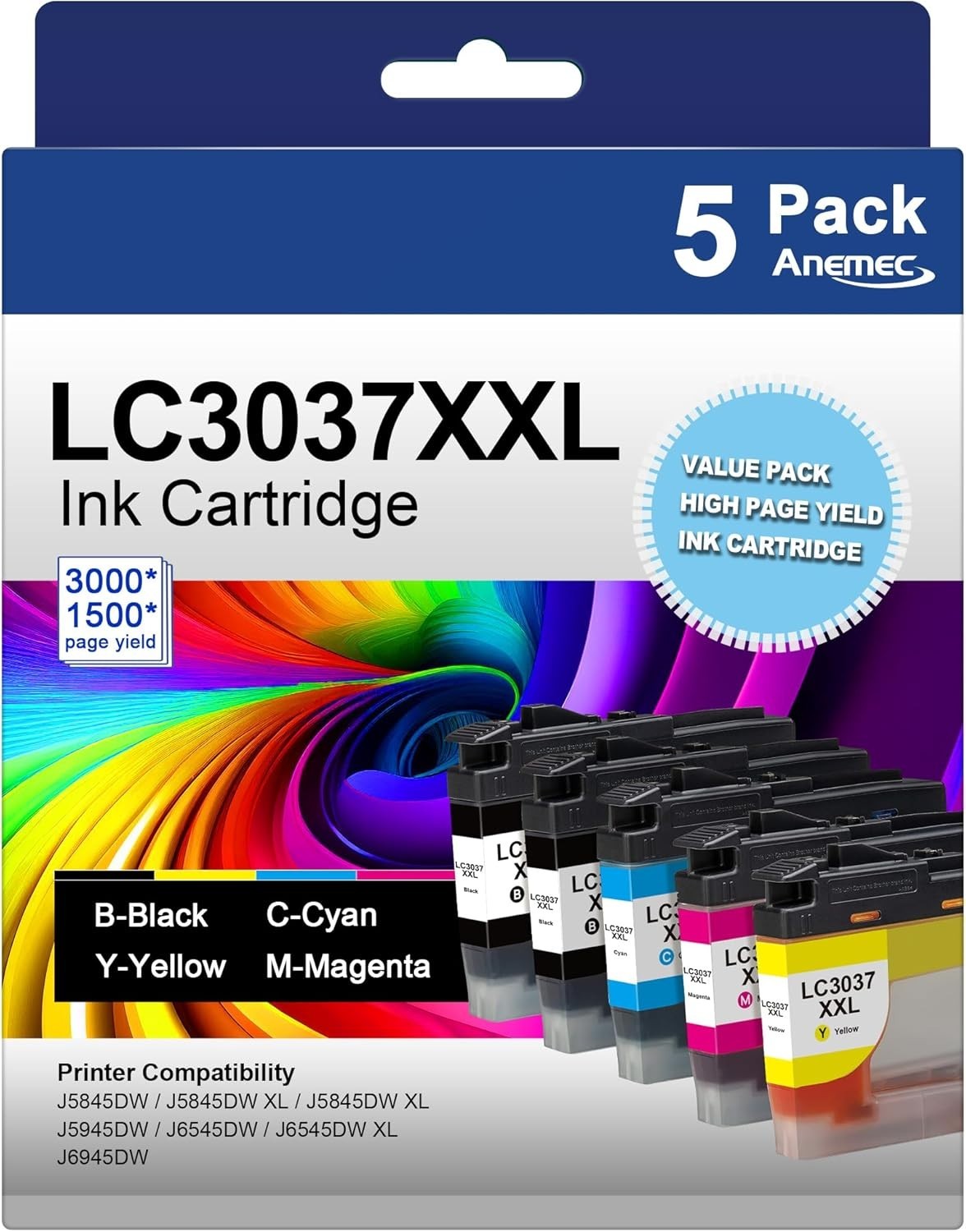 LC3037 LC3037XXL Replacement for Brother LC3037 Ink Cartridges T62-1