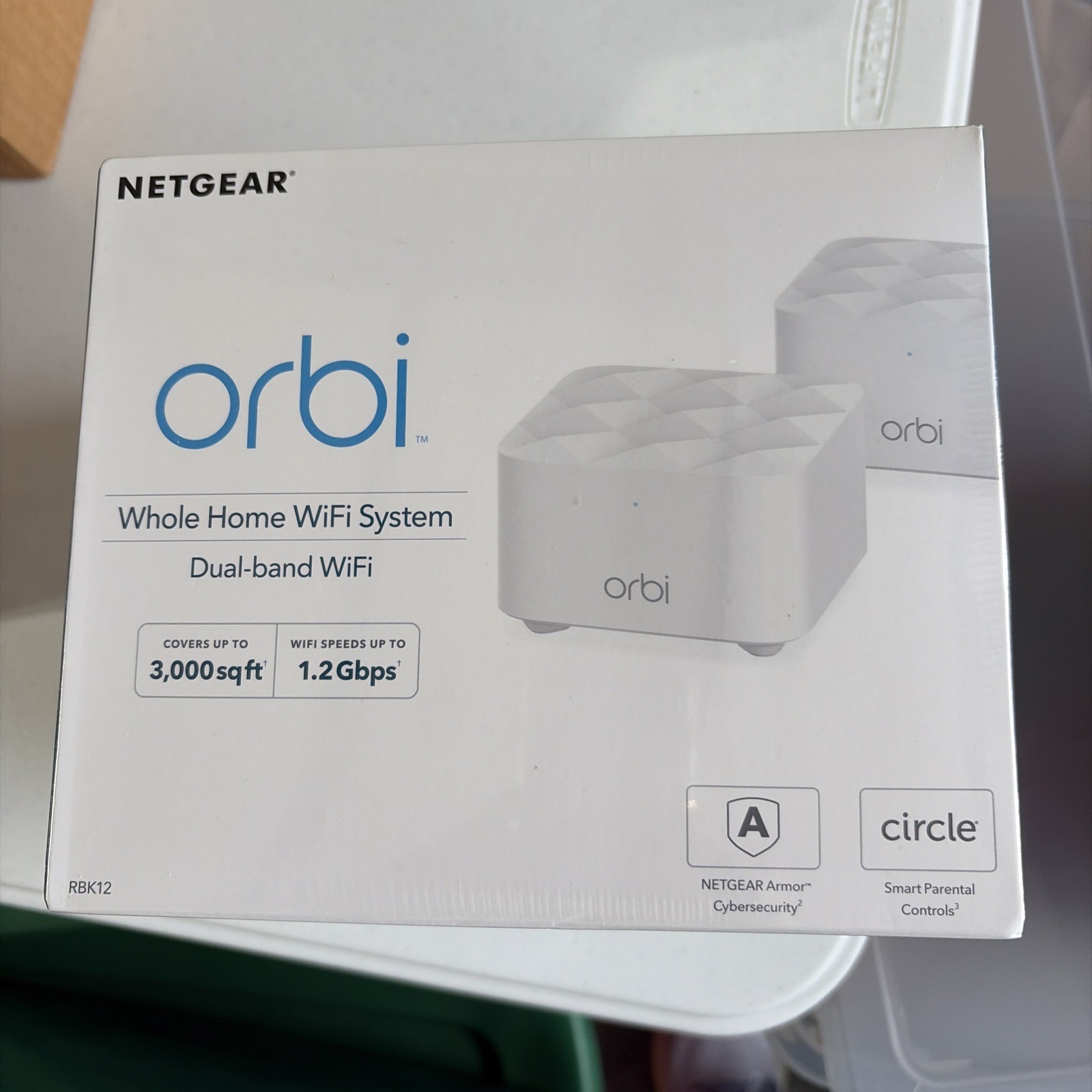 NETGEAR Orbi RBK12-100nas Whole Home Dual Band Wi-Fi System, 3000 sq. ft