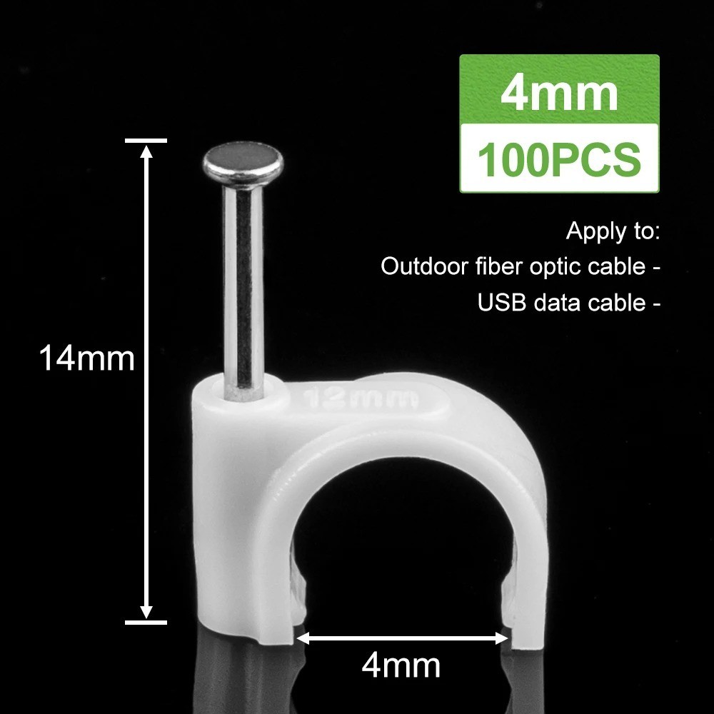 100PCS Cable Clips Nail In Wall Wire Clamps Round White Cable Management