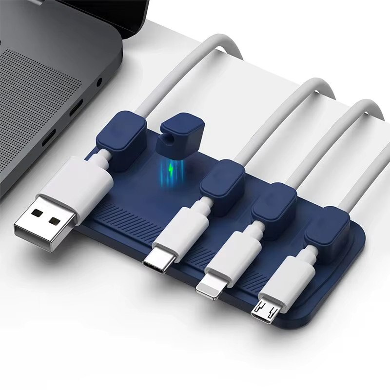 Self adhesive Silicone Magnetic Cable Organizer DIY USB Cables Holder Silicone