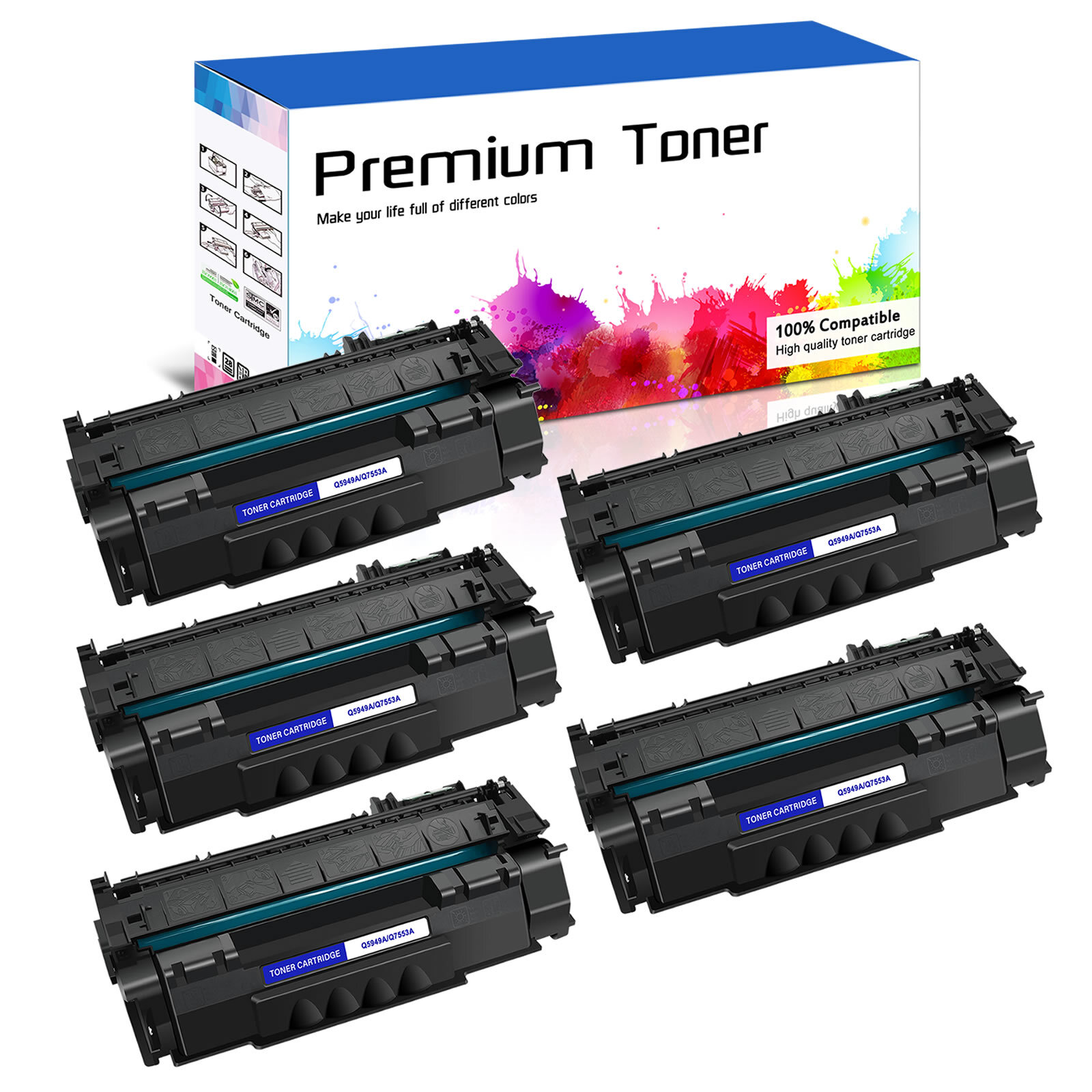 5PK Q7553A 53A Toner Cartridge For HP Laserjet P2015D / P2015N / P2015DN / P2015
