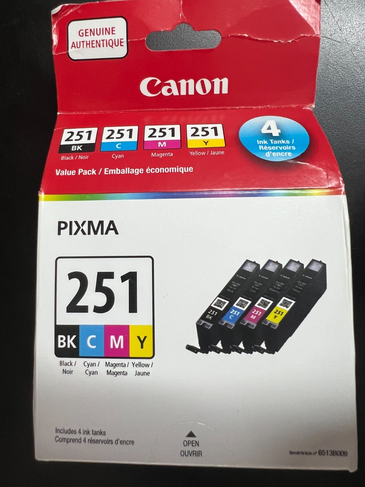 Canon Pixma CLI-251 Multi-Pack/Value Pack BK/C/M/Y Ink Tanks 8288