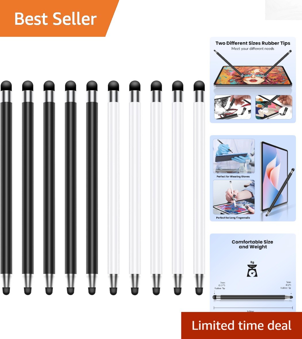 10 Lightweight Dual-Tip Stylus Pens for Touchscreens - Ideal Gift for Creatives