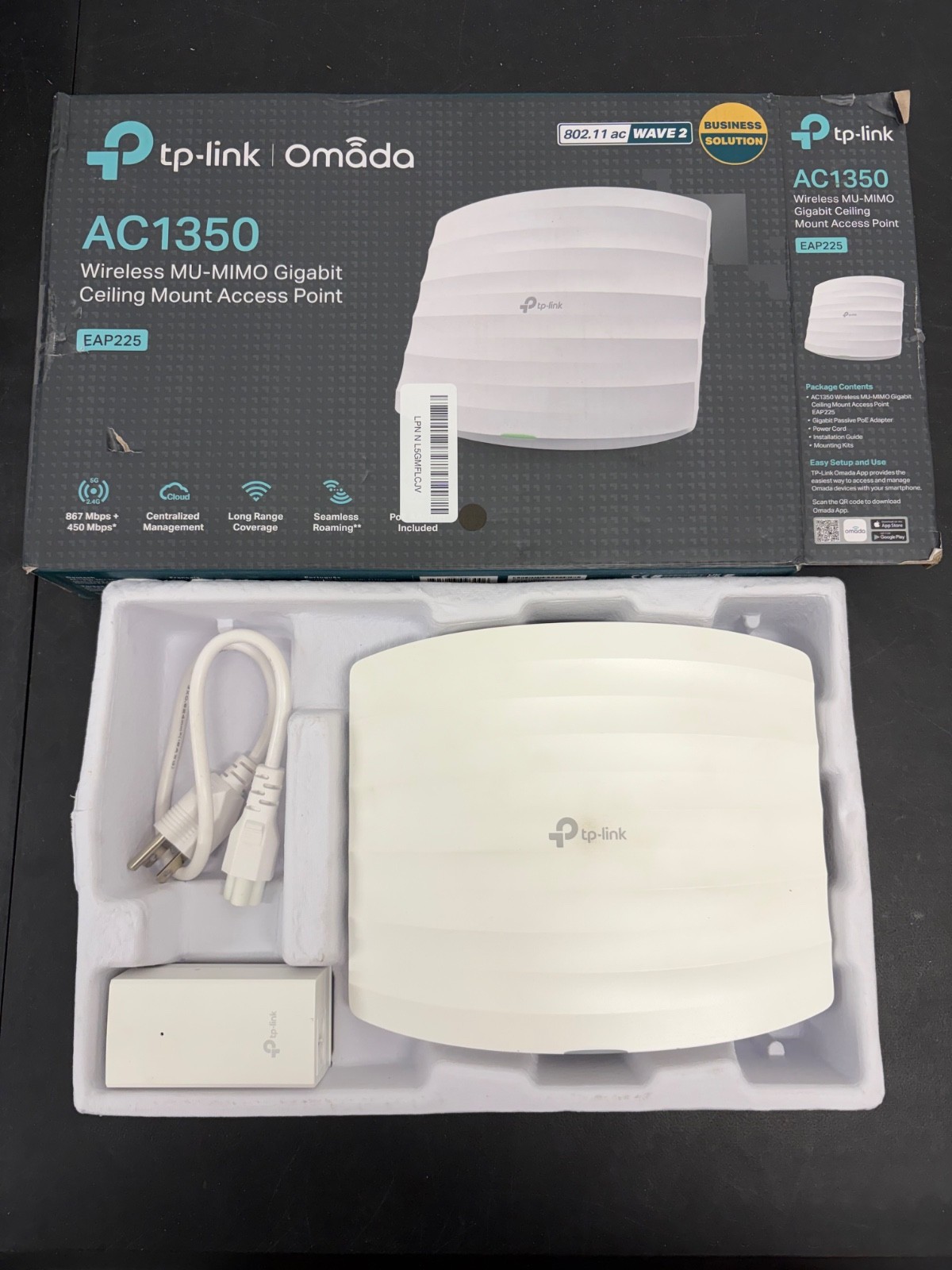 TP-Link AC1350 (EAP225) Wireless MU-MIMO Gigabit Ceiling Mount Access Point