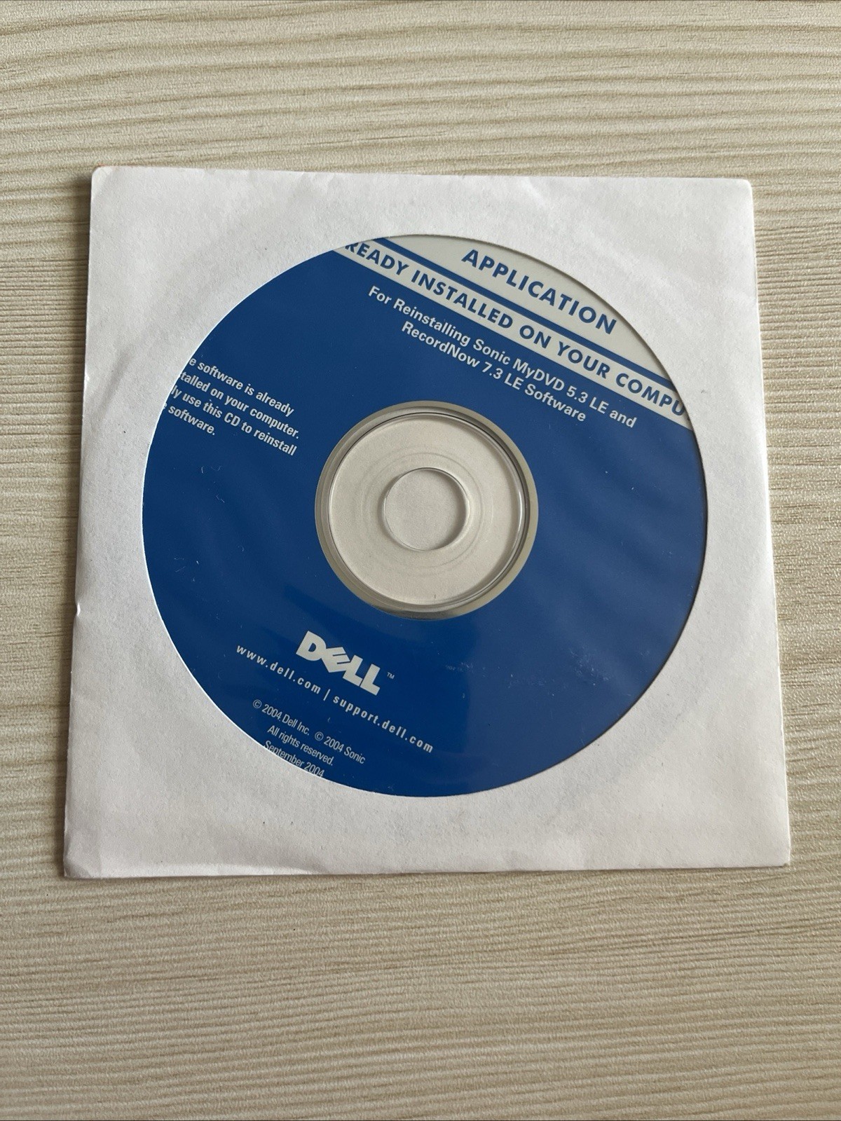 Dell Application for Reinstalling Sonic Record-Now 7.3 LE Software 2004