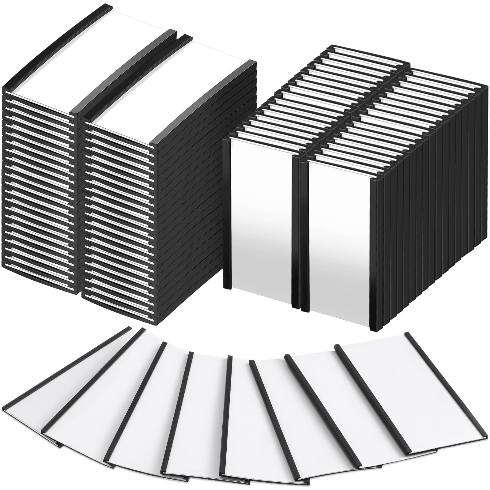 Gueevin 200 Pcs Magnetic Label Holders Bulk 4" x 2" C Channel Label Holder Ma...