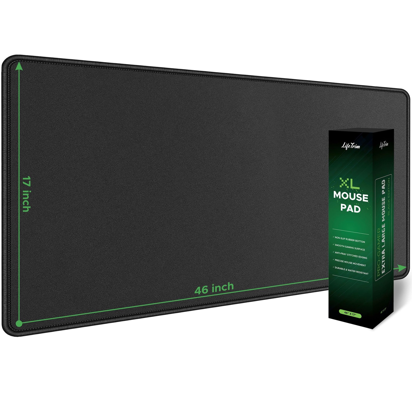 Gaming Mouse Pad 46”x17” XXL Black 5mm Thick Extended Large Desk Mat