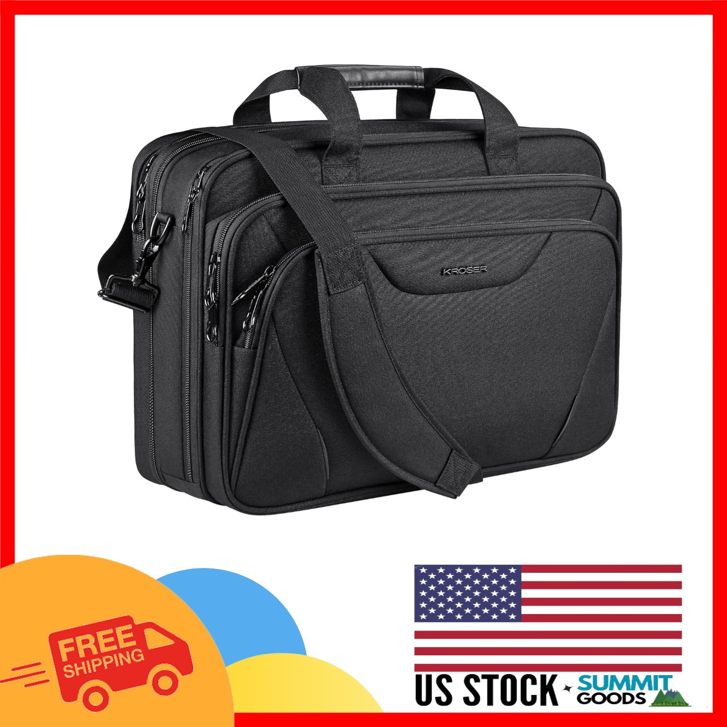 Elegant 17.3 Inch Water-Repellent Laptop Bag - Versatile Expandable Briefcase