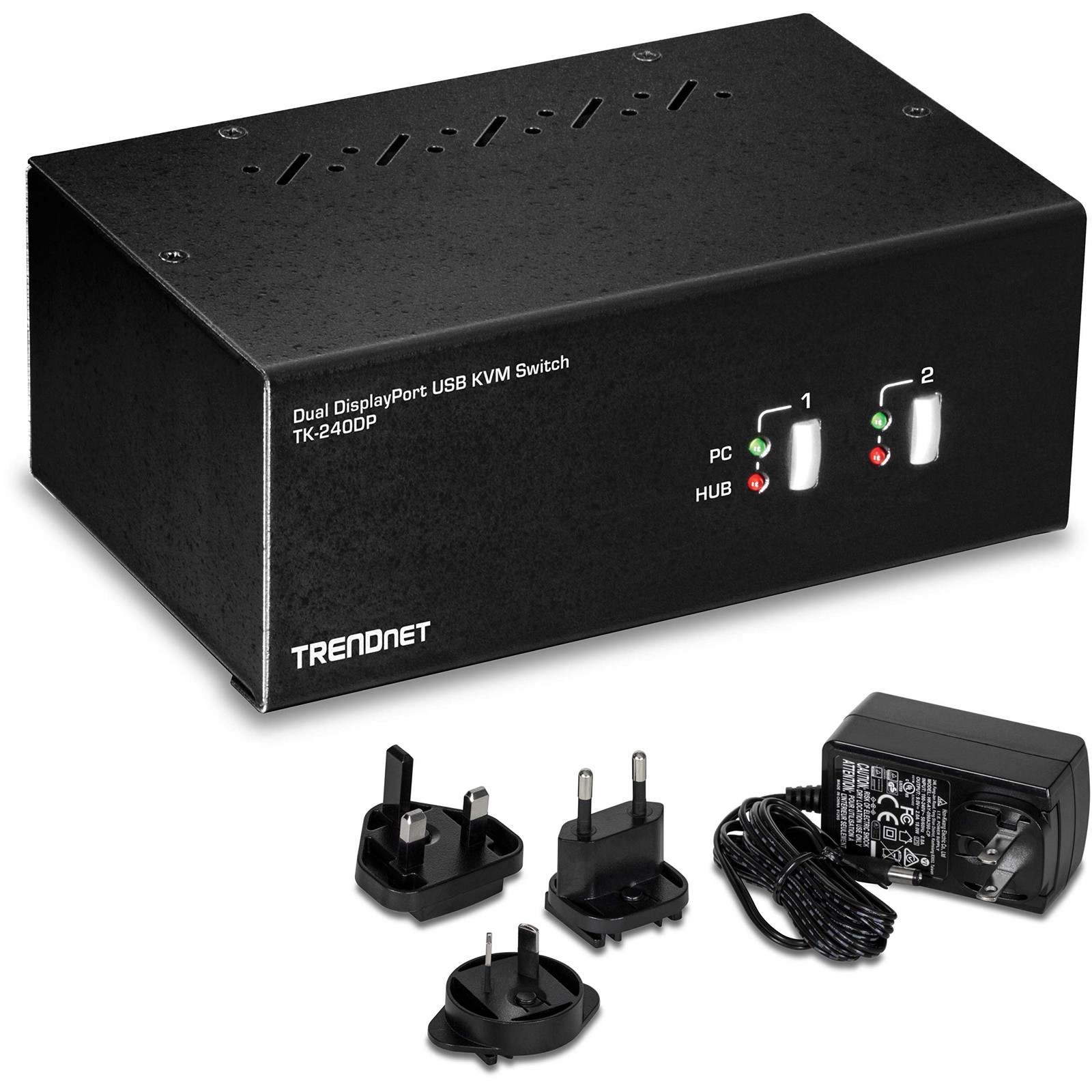 TRENDnet 2-Port Dual Monitor DisplayPort KVM Switch with Audio, 2-Port USB 2.0 H