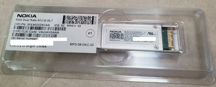 NOKIA 3FE46232ACAA XFP XGS-PON Dual Rate N1 (I-T) OLT VAUIAVGAAA 3FE46232AC