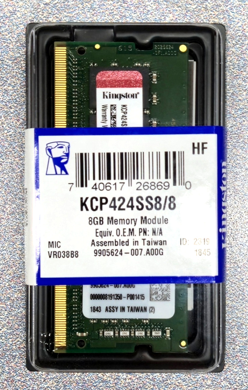 Brand New Sealed  Kingston KCP424SS8/8 Memory Module, 