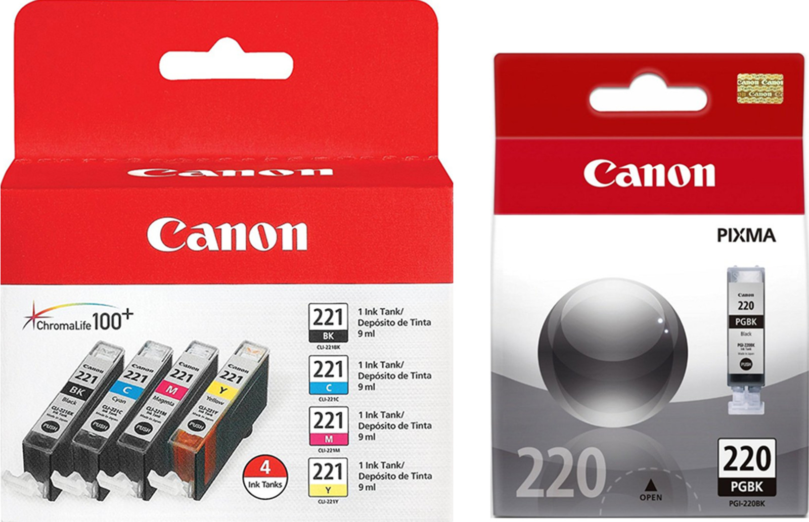 New Genuine Canon PGI-220 CLI-221 Black Color 5PK Ink Cartridges