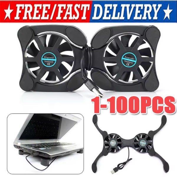 Dual USB Cooling Fan Pad Foldable Slim Fans Cooler Stand For Laptop Notebook LOT