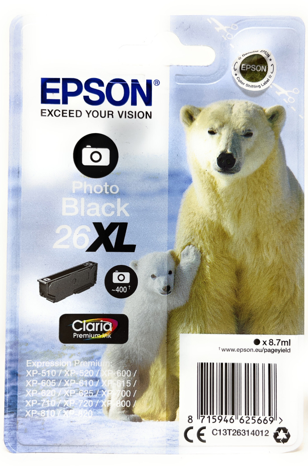 EPSON T2631 26XL ORIGINAL BLACK PHOTO CARTRIDGE XP-600/XP-700/XP-800 [A BOX]