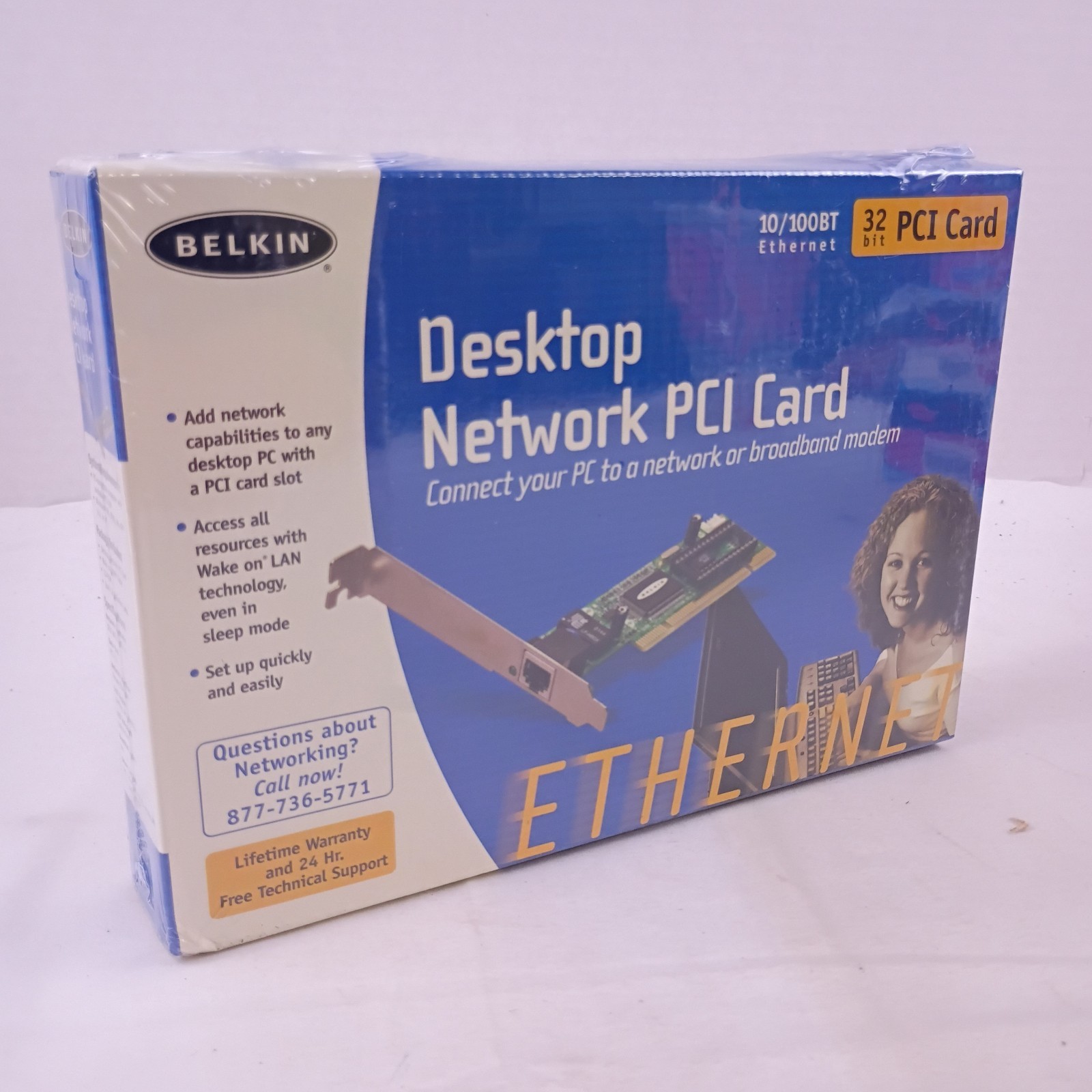 Belkin Desktop Network PCI Card 10/100BT Ethernet 32 Bit PCI Card New and Sealed