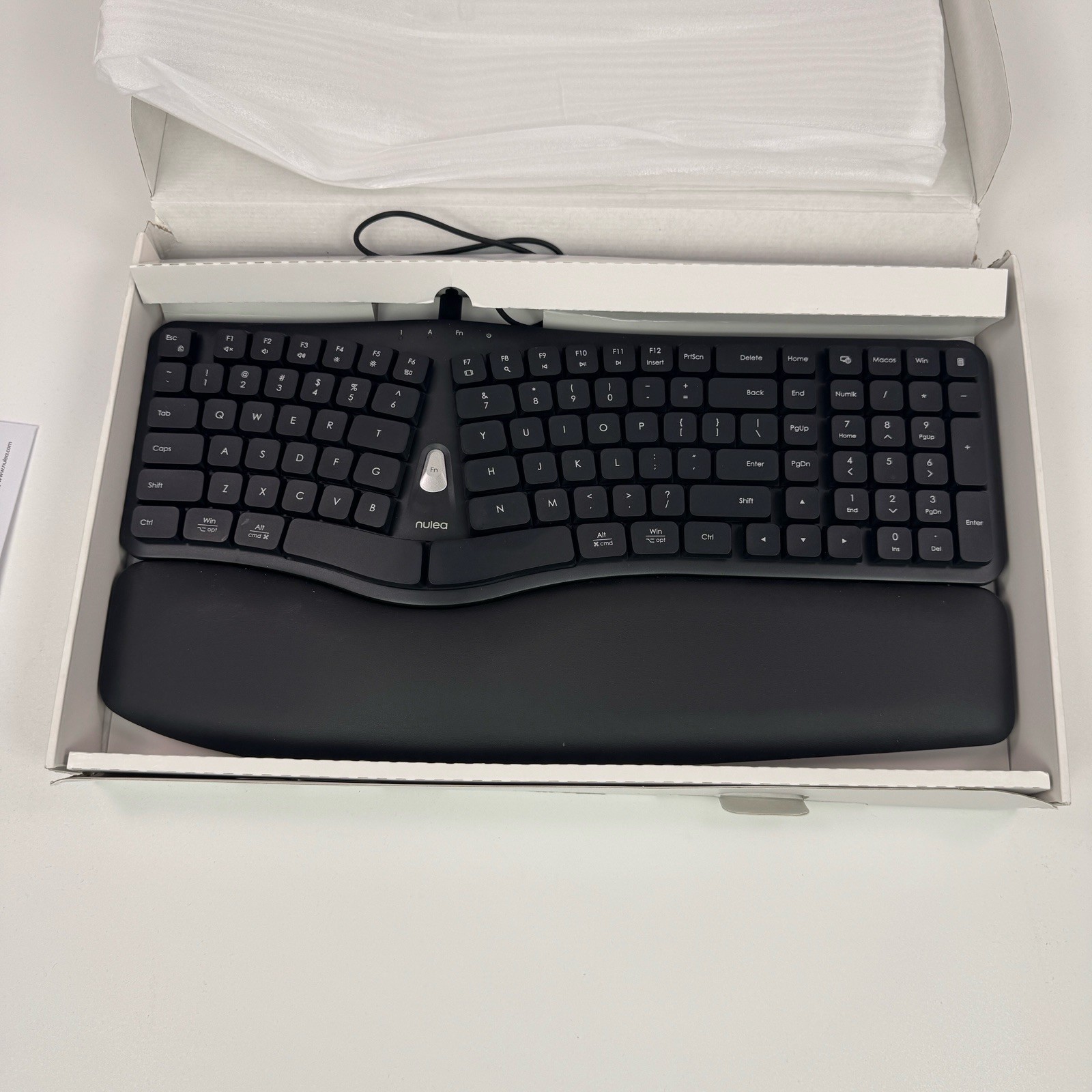 Nulea Wireless Ergonomic Keyboard, Split Keyboard Cushioned Wrist Rest 