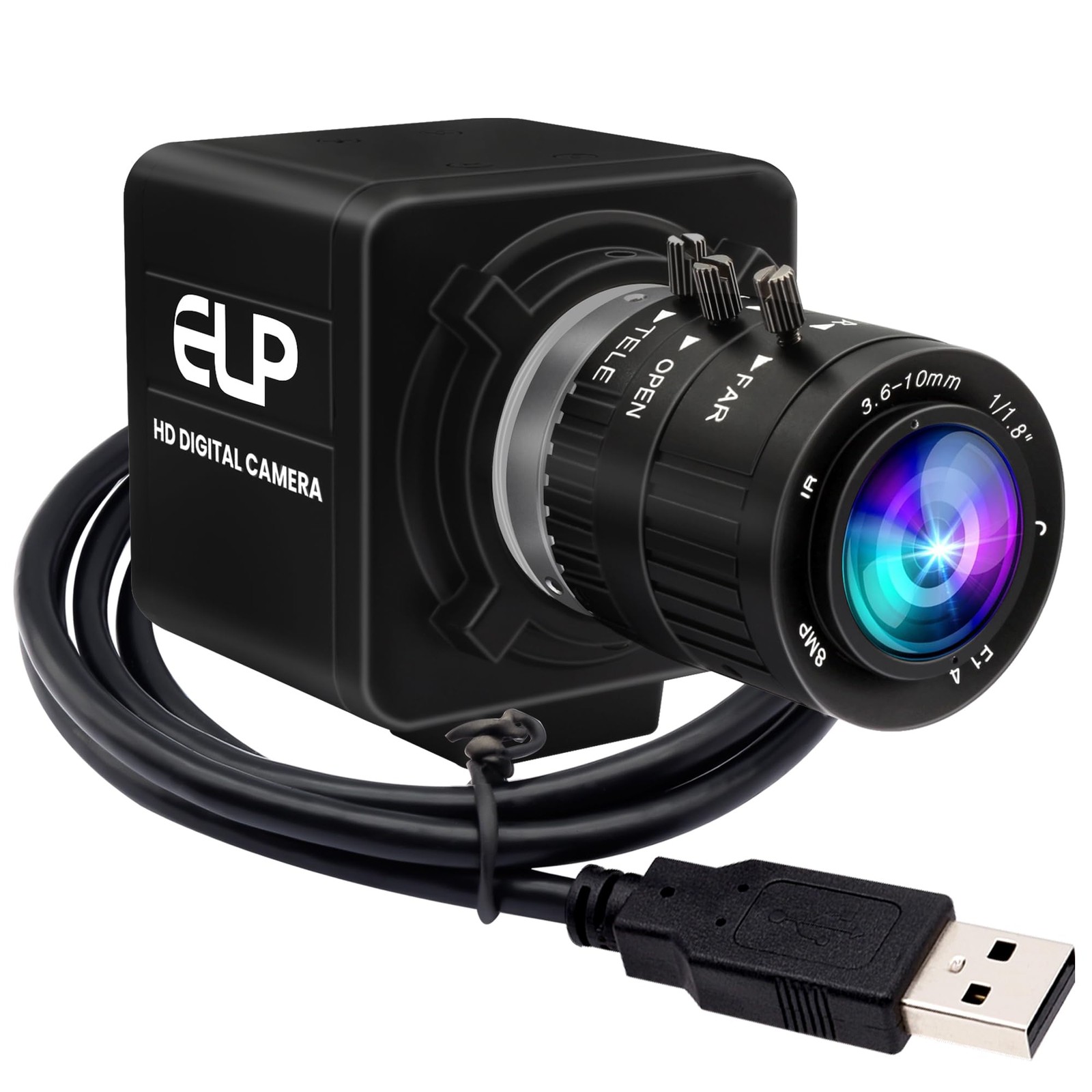 ELP 12mp USB Camera Manual Zoom Webcam for Computer 1080P 120fps Variable Foc...