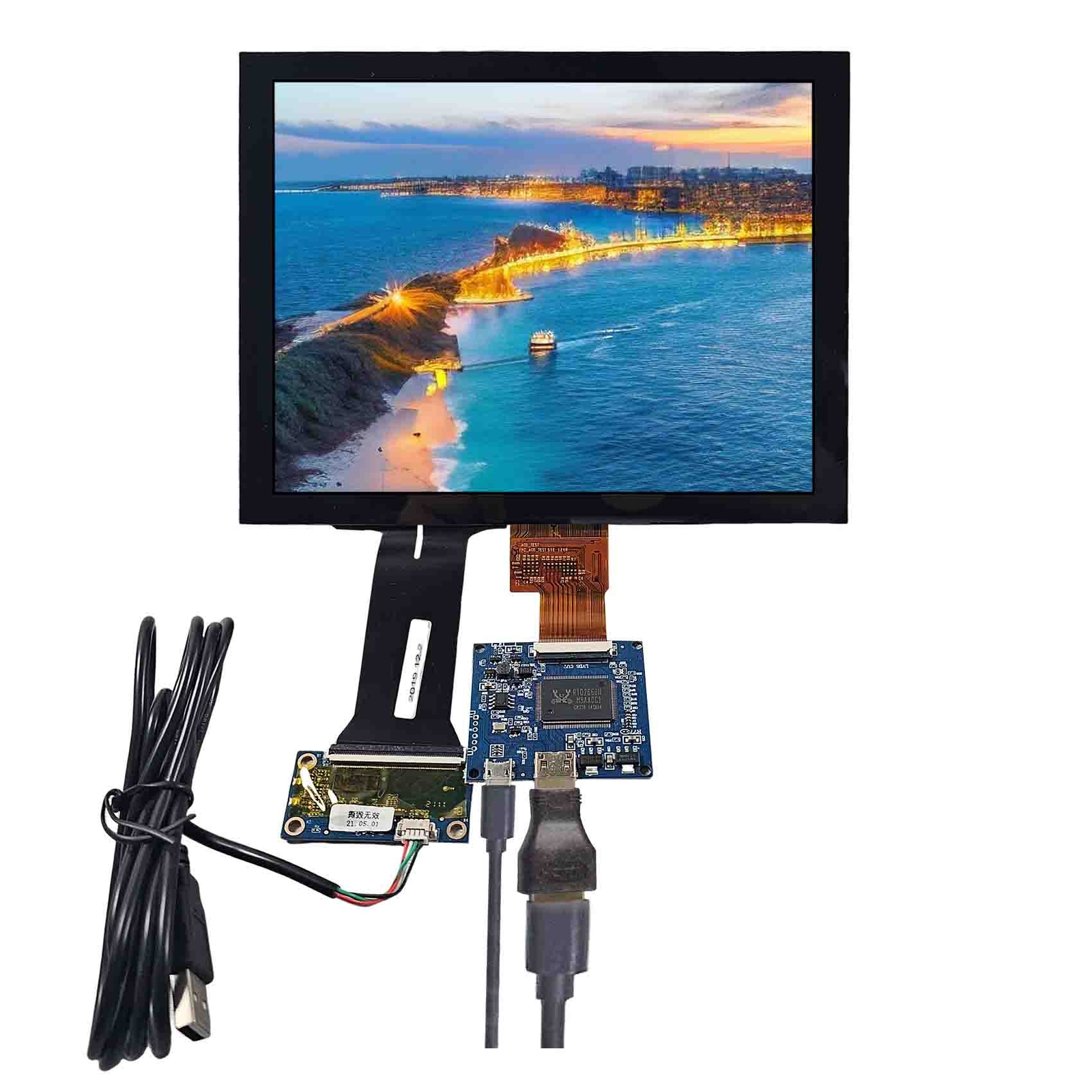 Mini HD LCD Controller Board 8in 1024x768 Capacitive Touch IPS LCD Display