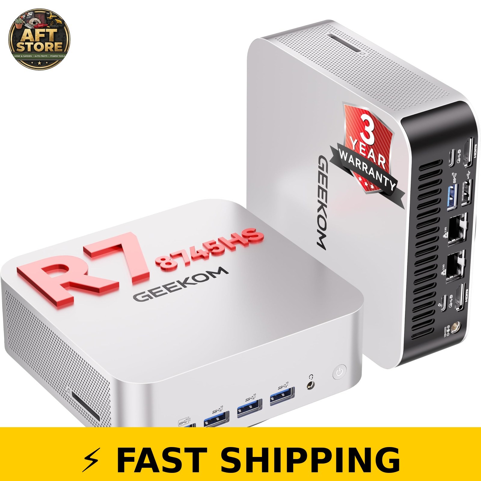 GEEKOM A8 Max Mini PC with AMD Ryzen 7 8745HS - No RAM/SSD/OS