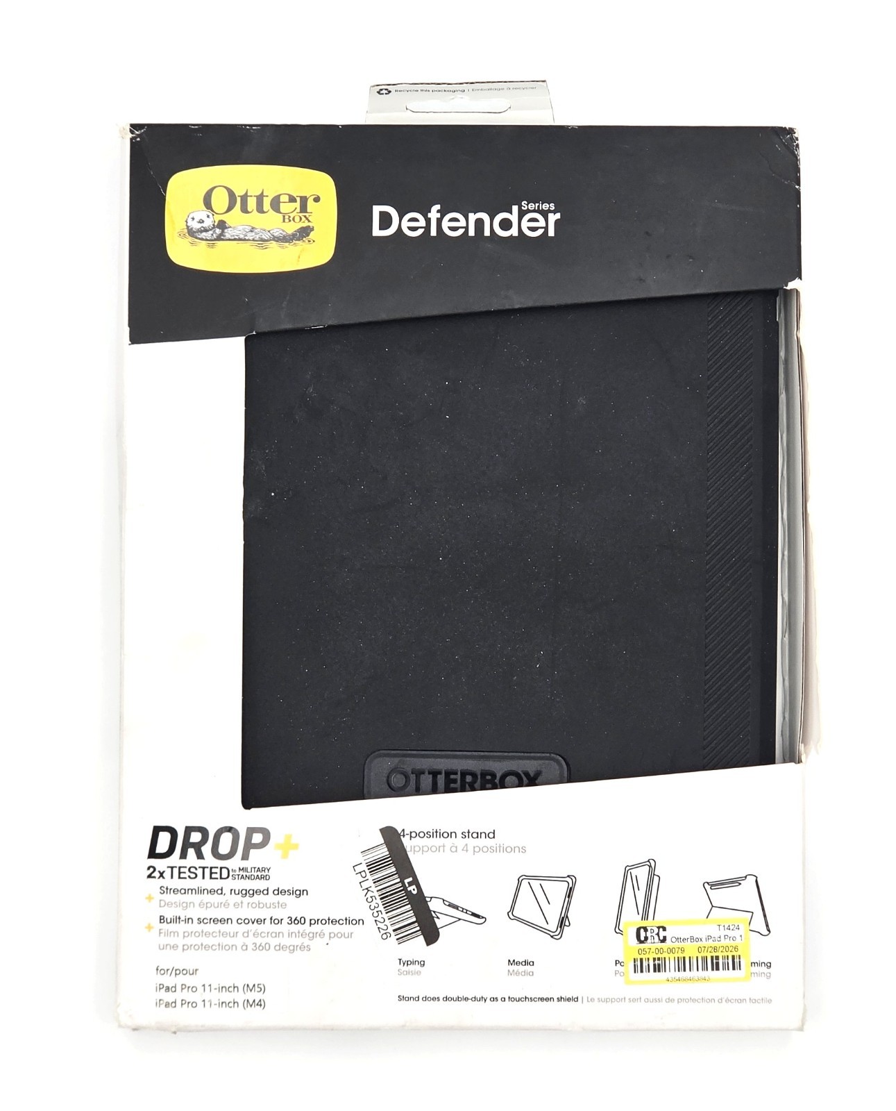 OtterBox Defender Case iPad Pro 11" M4 M5 Black Shield Stand Screen Cover Rugged