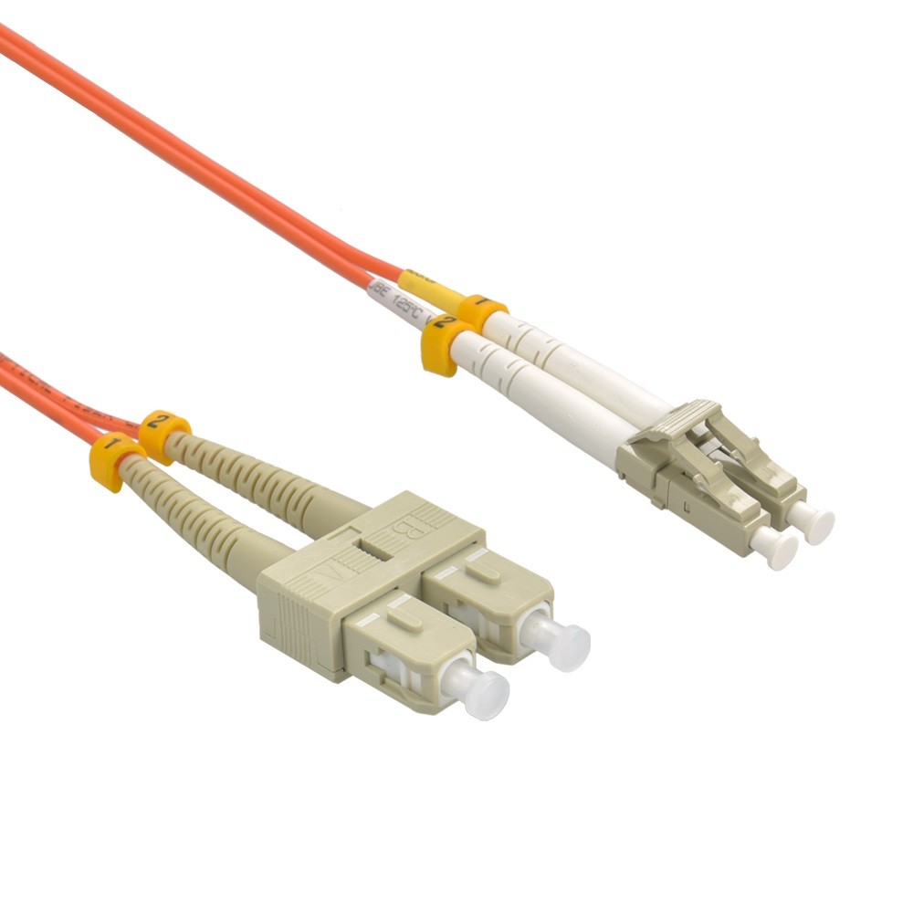 5 Pack of 5m LC/UPC-SC/UPC OM2 Multimode Duplex OFNR 2.0mm Fiber Optic Patch Cab