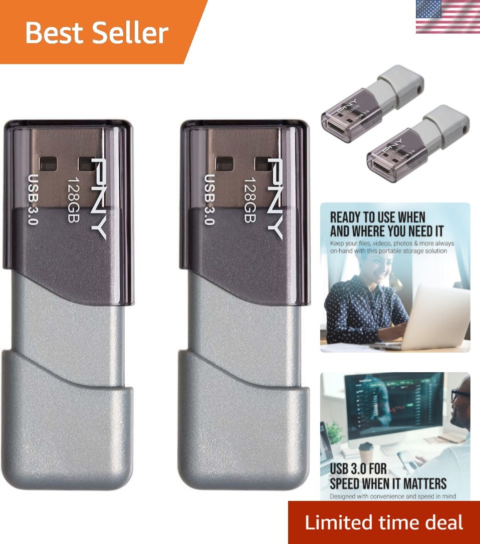 128GB Turbo Attaché 3 USB 3.0 Flash Drive 2-Pack​